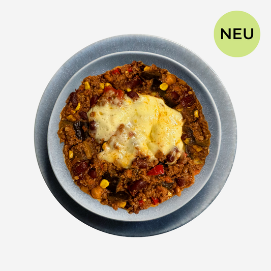Auberginen-Chili con Carne mit Käse Überbacken